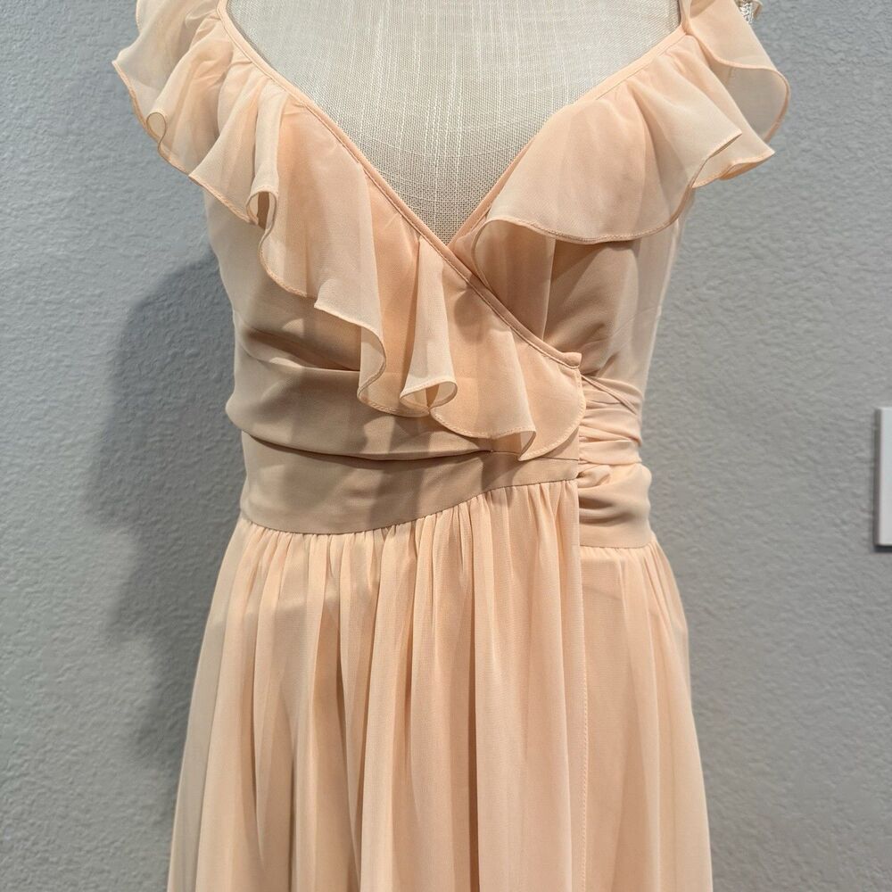 Ceremony by Joanna August Lacy Ruffle Trim Wrap Chiffon Gown Dress Size XS - Picture 7 of 13